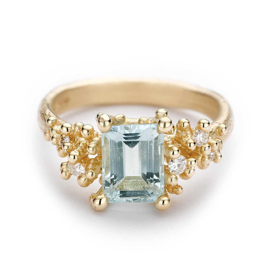 1.5-1.7 CT Pear Cut Aquamarine Diamond Halo 14K Gold Ring BSAQ3 - North &  South Jewelry